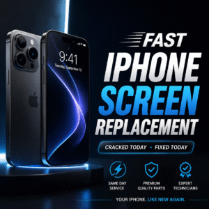 Fast iPhone screen replacement ad